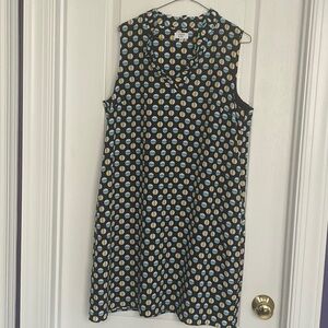 Crown & Ivy Sleeveless Dress with Yellow and Blue Pattern